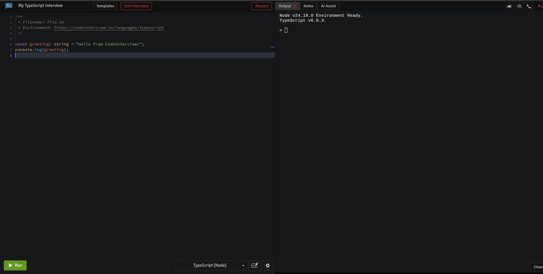 TypeScript IDE at CodeInterview